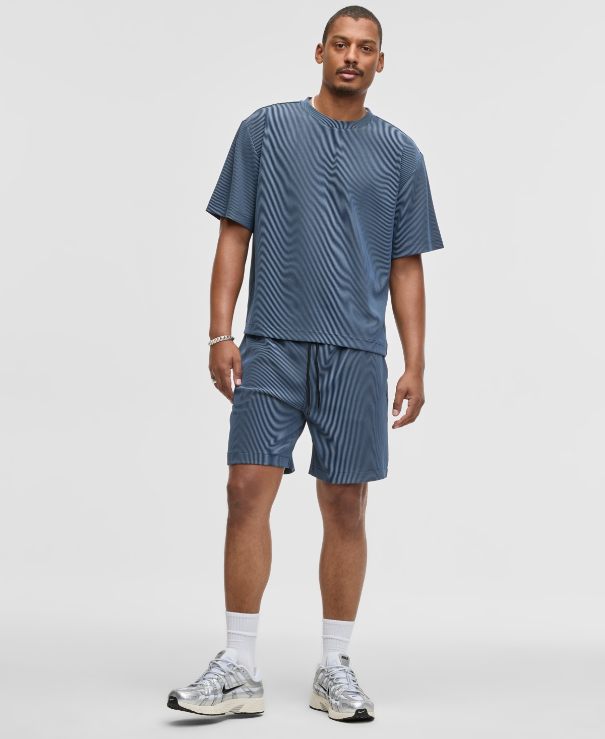 Mode Of One Men's Textured Knit Short-sleeve T-shirt, Macy's Exclusive In Blue