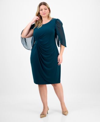 Plus Size Chiffon-Sleeve Sheath Dress
