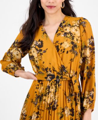 Petite Printed Pleated Maxi Dress