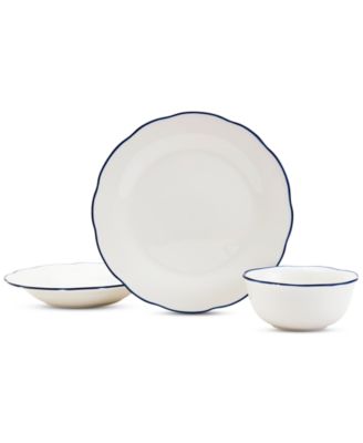 Blue Rim Scalloped 12 Pc. Dinnerware Set, Service for 4, Exclusively at Macy's
