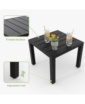 3 PCS Black Patio Bistro Set, Outdoor Stackable Steel Chairs & Square Coffee Table for Balcony, Porch, Garden, Lawn