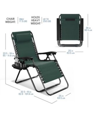 Outdoor Patio Zero Gravity Chair - Reclining Lounge Chairs with Pillows & Cup Holders