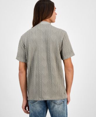 Men's Olin Short Sleeve Textured Knit Polo Sweater