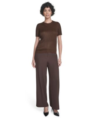 Petite Short Sleeve Knit Sweater