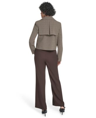 Petite Novelty Cropped Double Breasted Trench Jacket