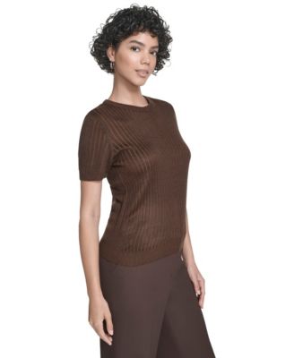 Petite Short Sleeve Knit Sweater