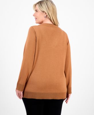Plus Size Embellished V-Neck Sweater