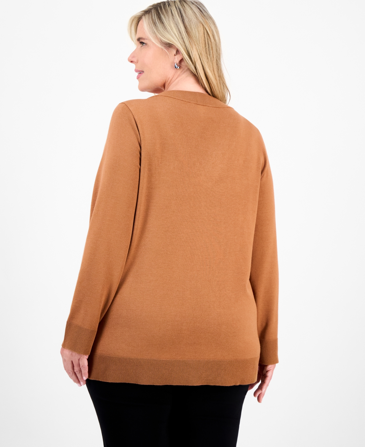 Jm Collection Plus Embellished V-Neck Sweater, Macy's Exclusive