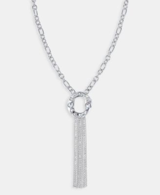 I.N.C. International Concepts - Crystal Circle & Fringe Pendant Necklace, 28" + 3" extender