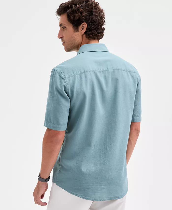 Men's Short-Sleeve Solid Textured Shirt - thumbnail 10