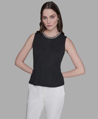 Women's Embellished Pleated Top