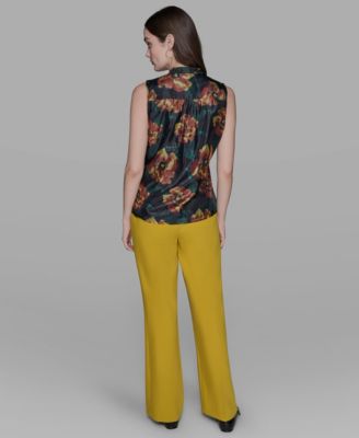 Women's Floral-Print Tie-Neck Blouse