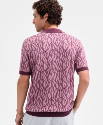 Men's Short Sleeve Birdseye Jacquard Polo Sweater, Macy's Exclusive