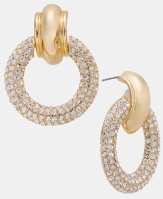 Pav&eacute; Circle Drop Earrings