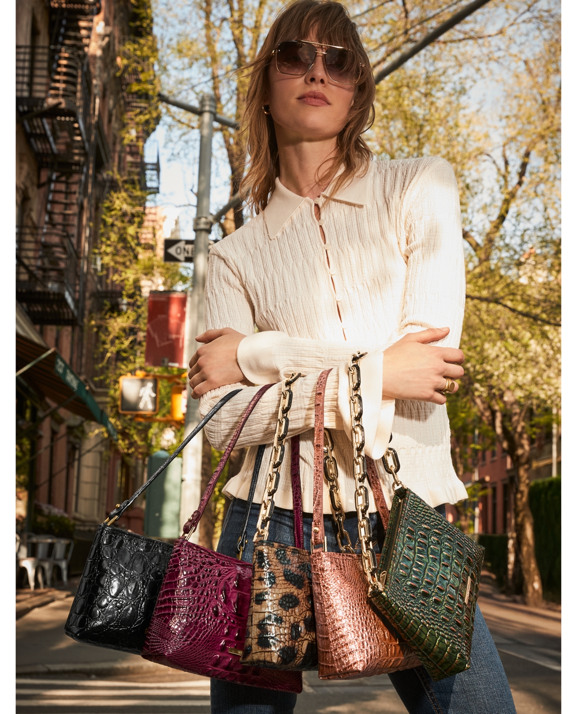 Brahmin Lorelei Melbourne Embossed Leather Shoulder In Multi