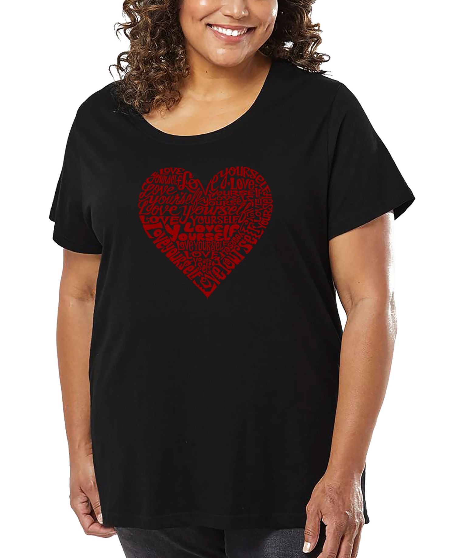 Plus Size Love Yourself Word Art T-Shirt