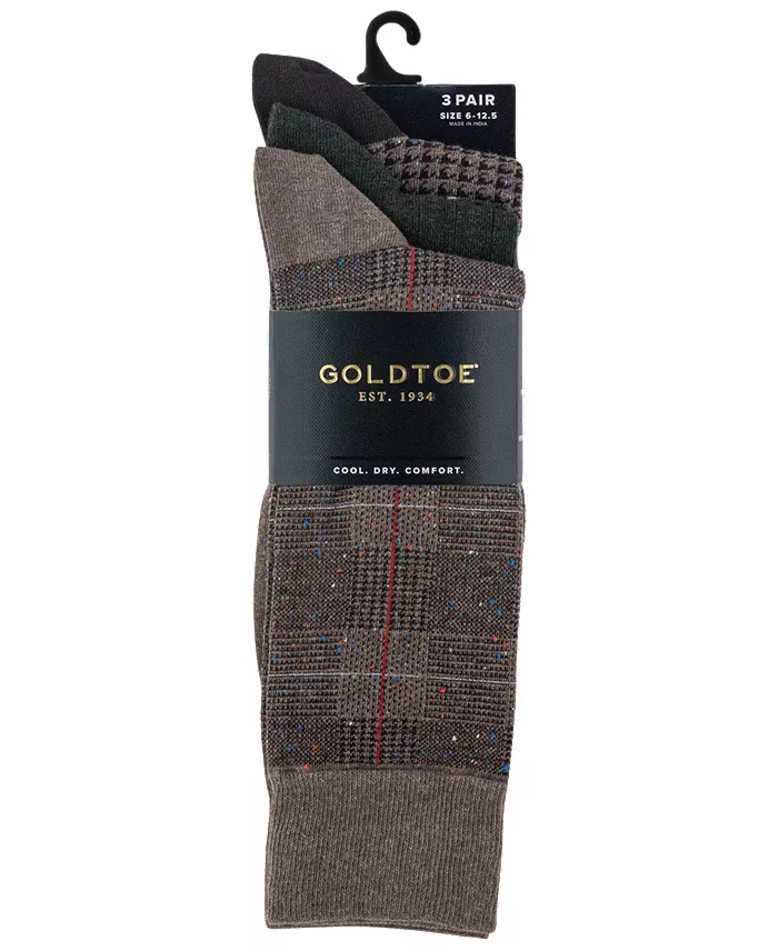 Men's 3-Pack Saville Tweed Reinforced Toe Crew Socks - thumbnail 3