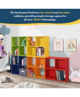 4-Cube Children's Bookcase, Kids Toy Storage Shelf Organizer for Playroom, Bedroom, Nursery School