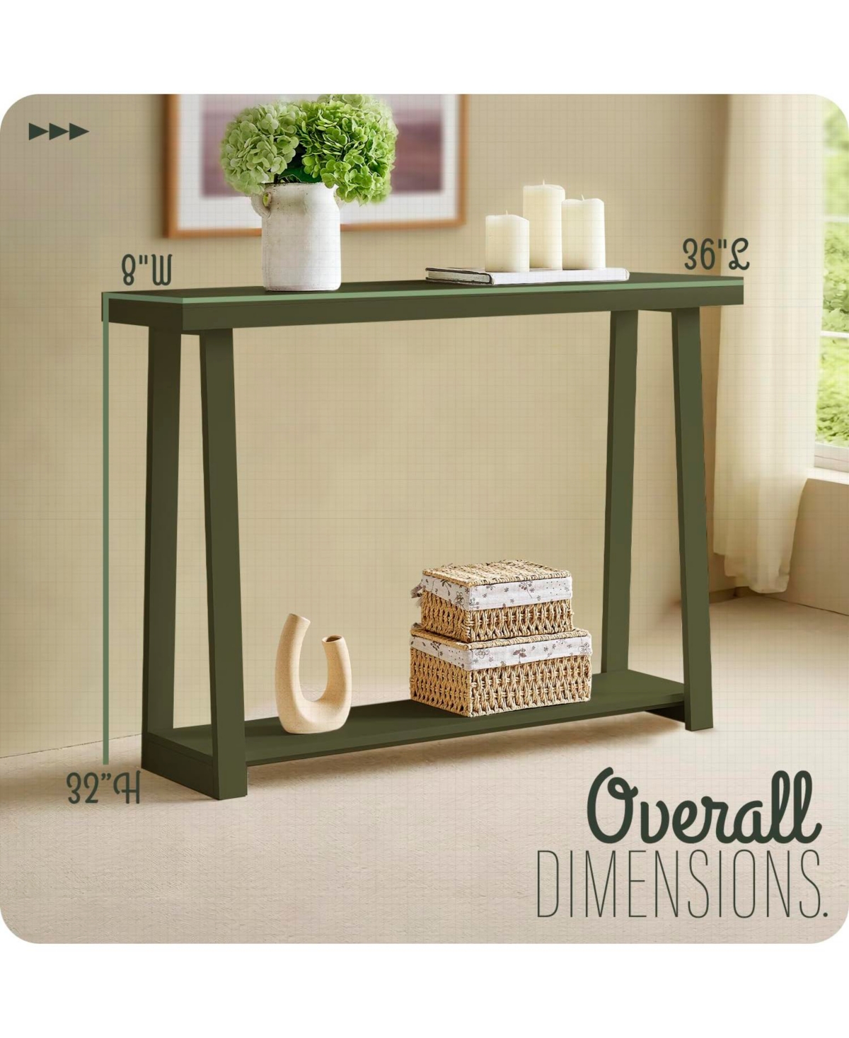 Kings Brand Furniture Emma Narrow Console Table with Lower Shelf Perfect for Sofa Table, Entryway Hallway, Living Room
