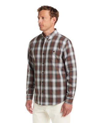 Men's Long Sleeve Button-Down Burnout Plaid Flannel Shirt