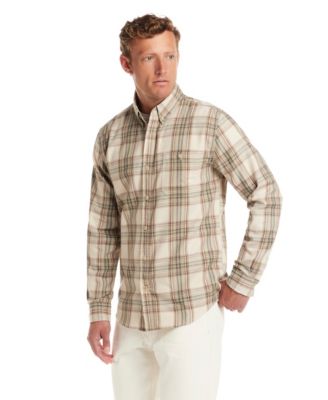Men's Long Sleeve Button-Down Burnout Plaid Flannel Shirt