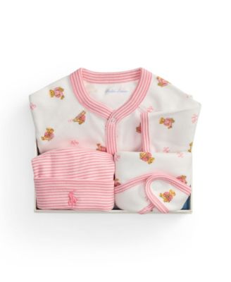 Baby Girls' Coverall, Bib and Beanie Gift, 3-Piece Set