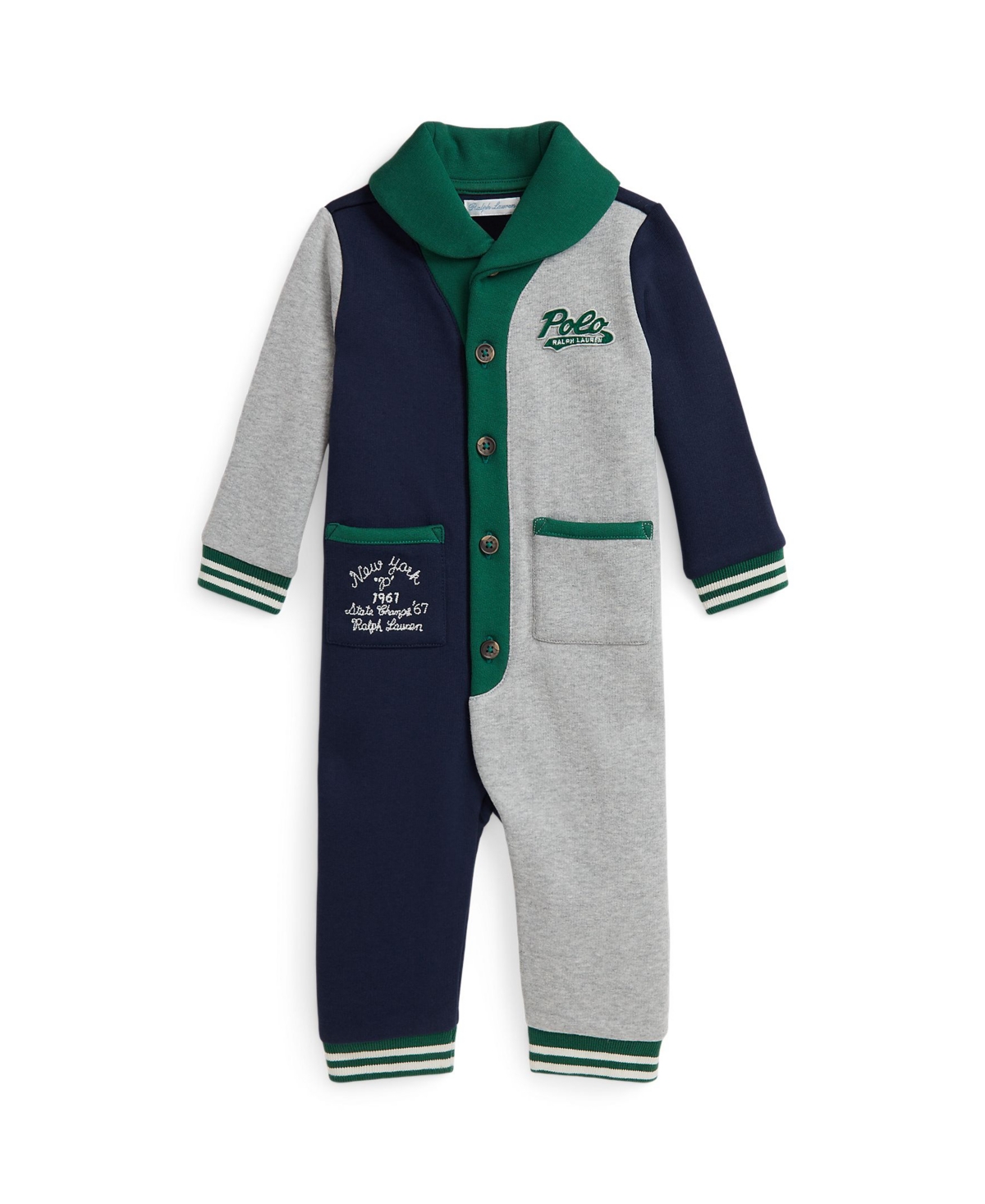 Polo Ralph Lauren Baby Boys Color Blocked Fleece Coverall In Multi