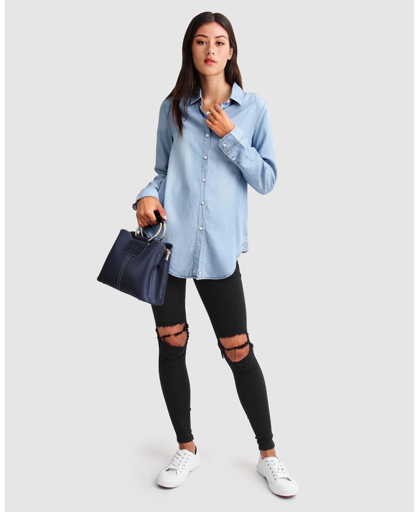 Женский топ Belle & Bloom Keep Me Wild Denim, цвет: Джинсовый синий — фото 7