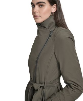 Petite Belted Long-Sleeve Wrap Coat