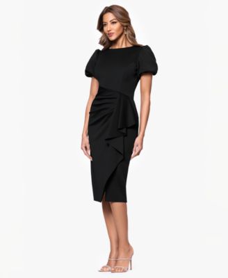 Women's Draped Puff-Sleeve Sheath Dress
