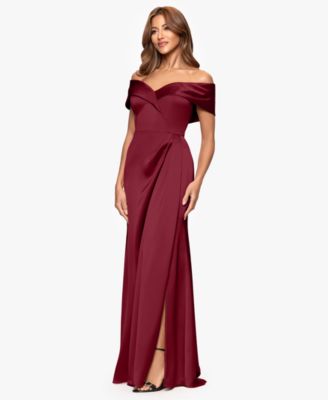 Women's Off-The-Shoulder Short Sleeve Satin Long Dress