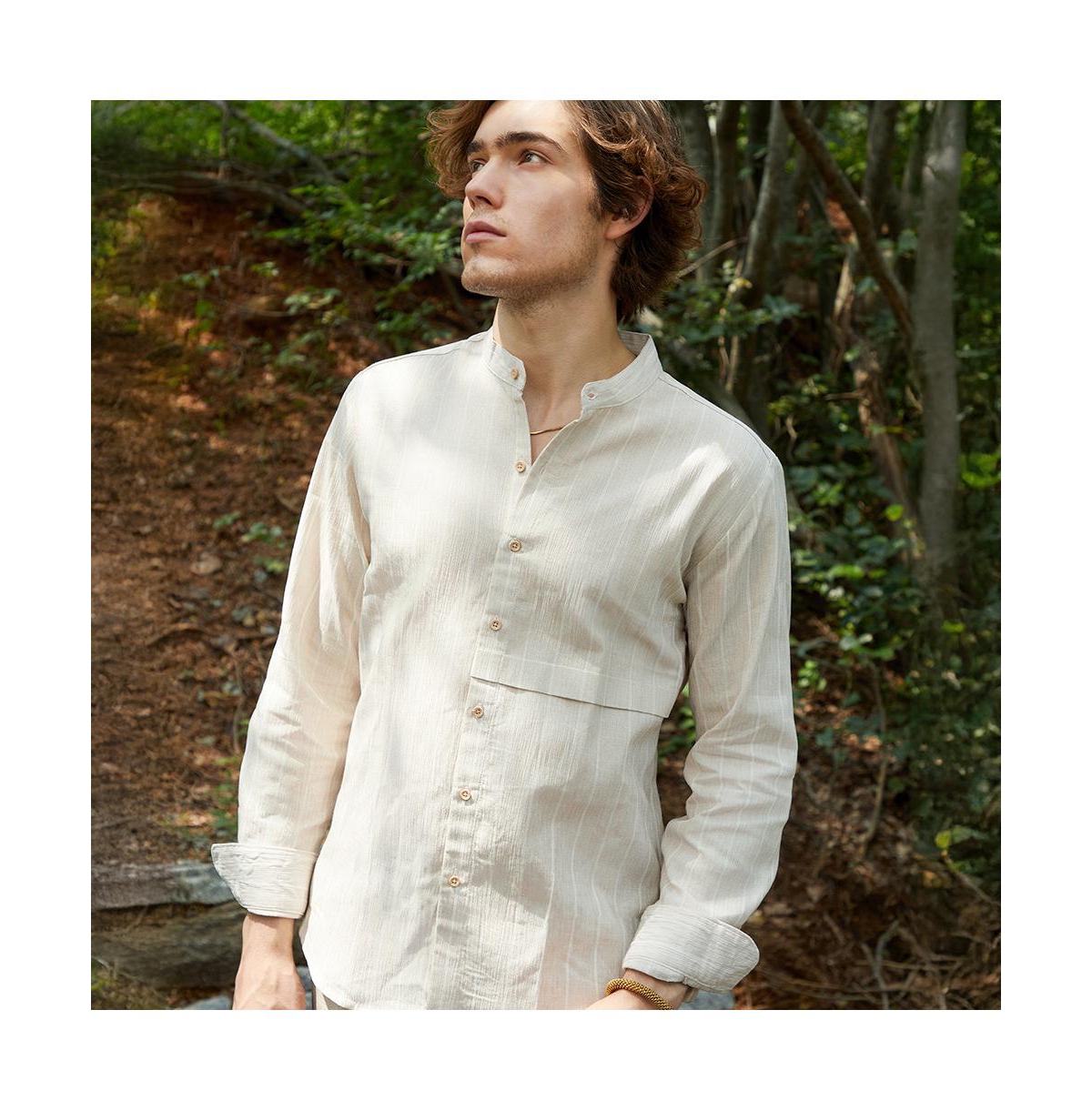 Campus Sutra Men's Pencil-Striped Shirt