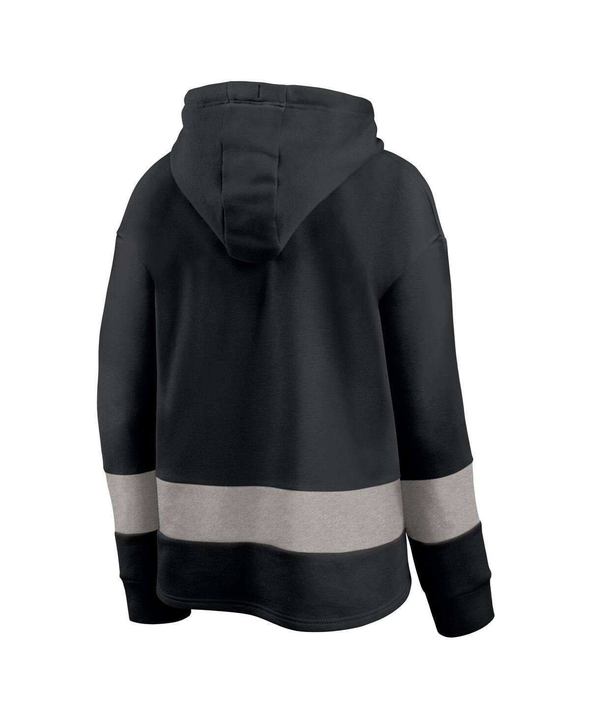 Fanatics Women's Black/gray Jacksonville Jaguars Huddle Up Fundamental Fleece Color Block Pullover Hoodie In Multi