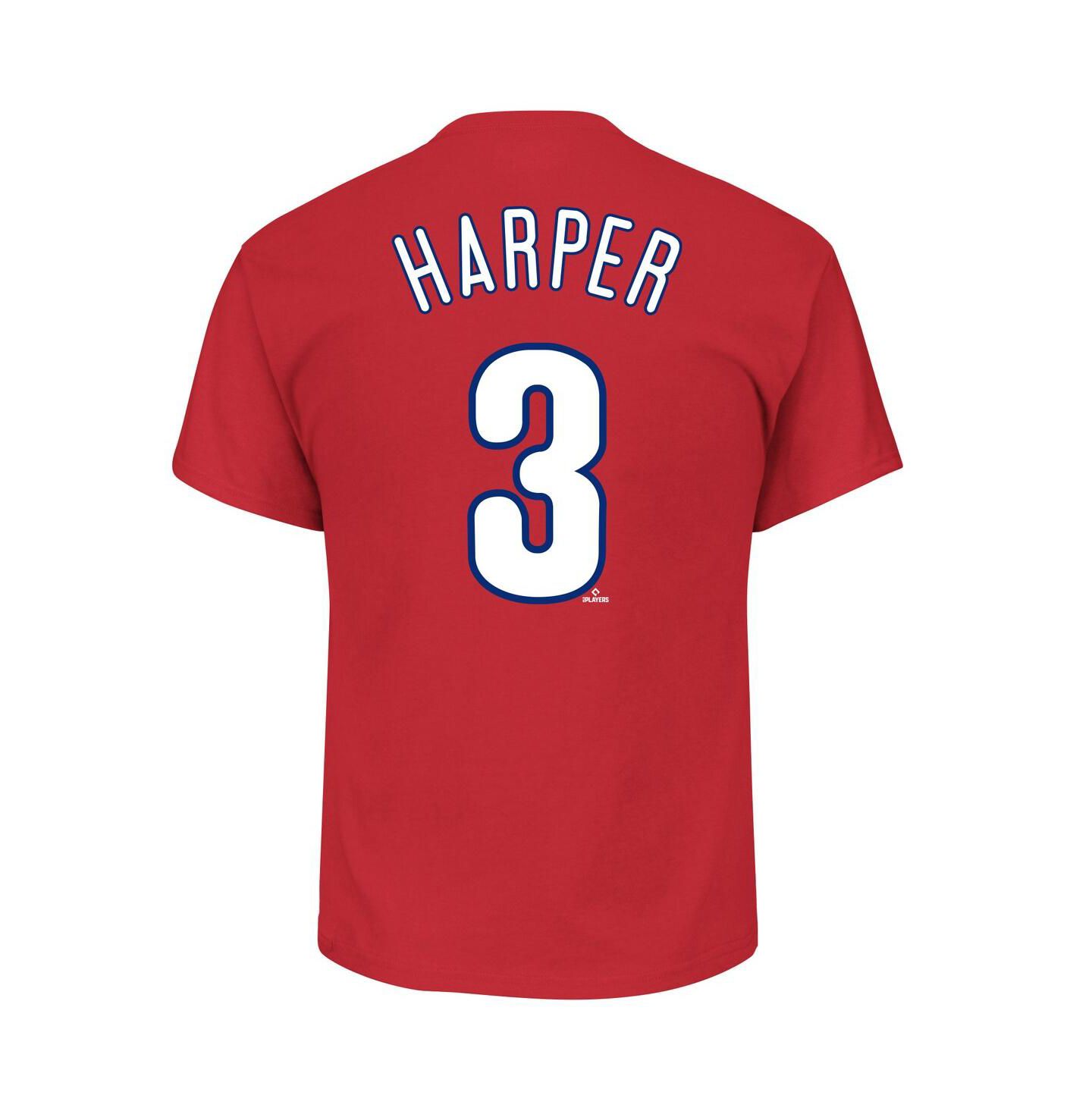 Мужская футболка Fanatics Bryce Harper Red Philadelphia Phillies Big & Tall Name & Number — фото 3