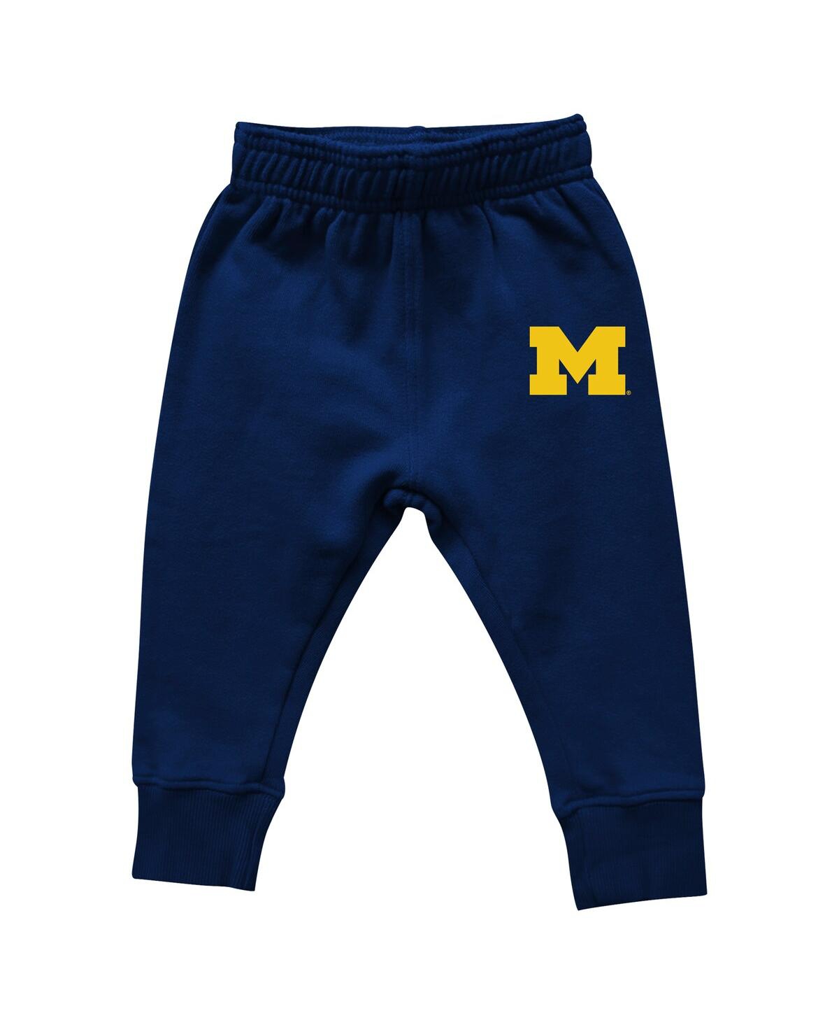 Wes & Willy Baby Boys And Girls Michigan Wolverines Color Block Pullover Hoodie And Sweatpants Set In Gray
