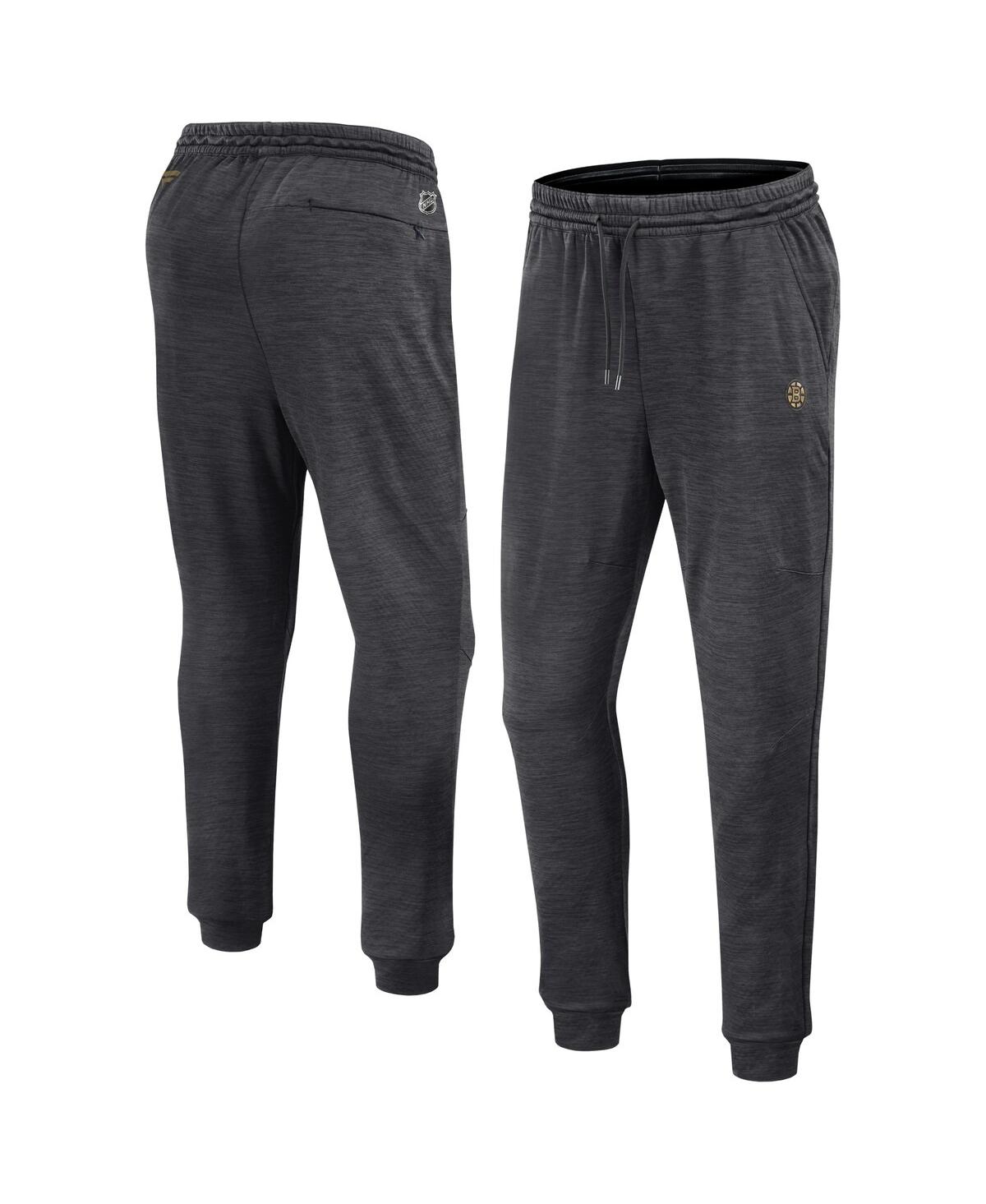 Fanatics Men's Heather Charcoal Boston Bruins Authentic Pro Fleece Sweatpants In Black