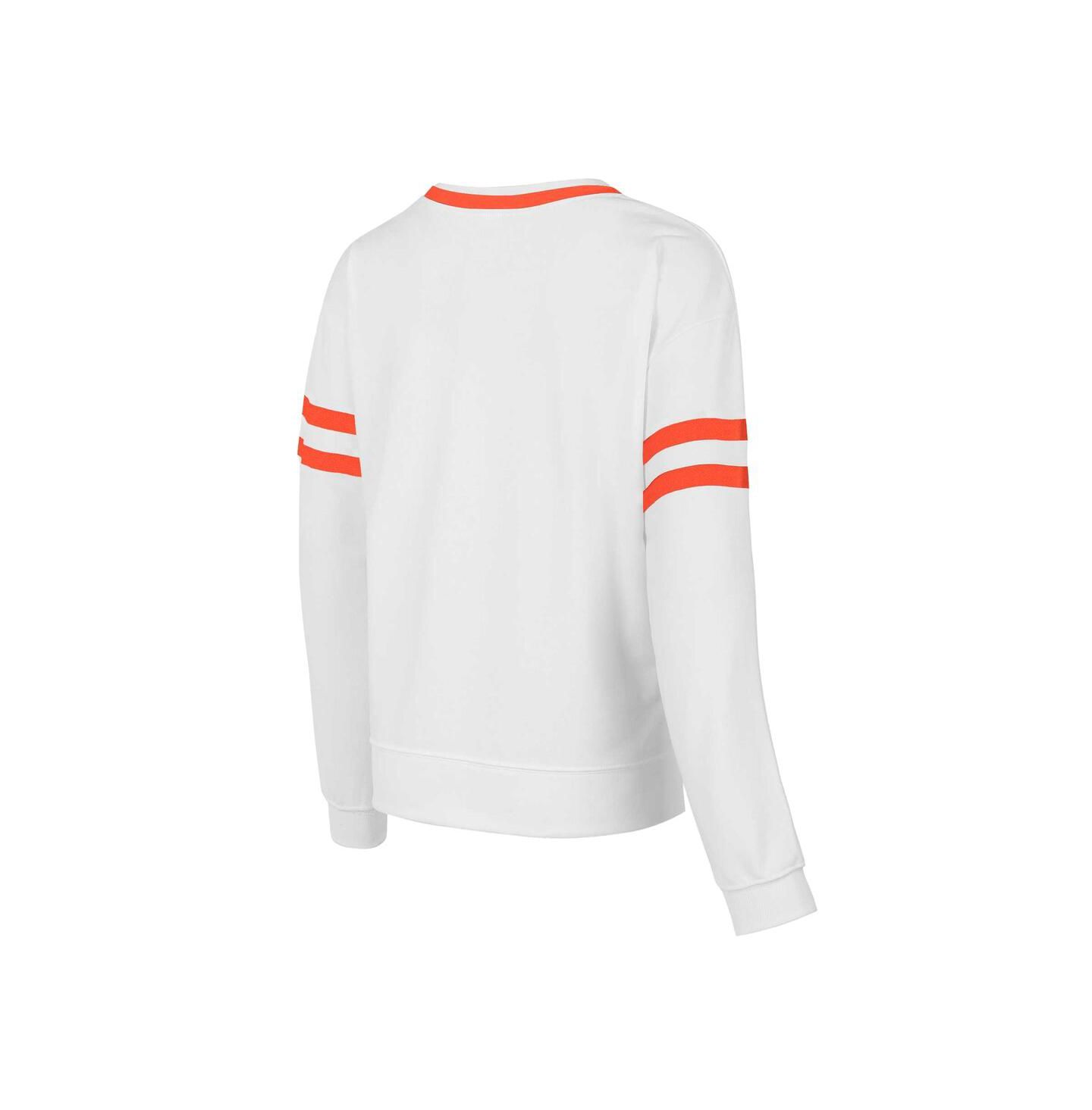 Женский топ Concepts Sport White Clemson Tigers Borough French Terry Arch Over Long Sleeve — фото 2