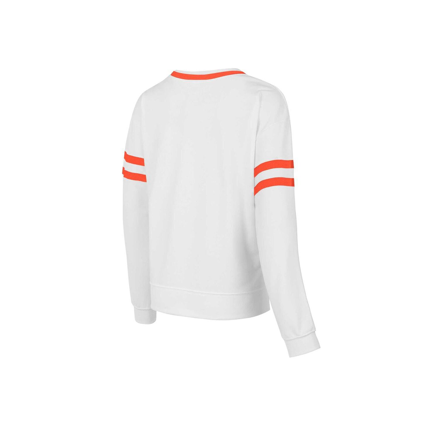 Women's White Clemson Tigers Borough French Terry Arch Over Long Sleeve Top