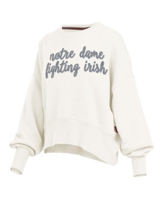 Women's Cream Notre Dame Fighting Irish Oversized Chelsea Waist Length Pullover Sweatshirt
