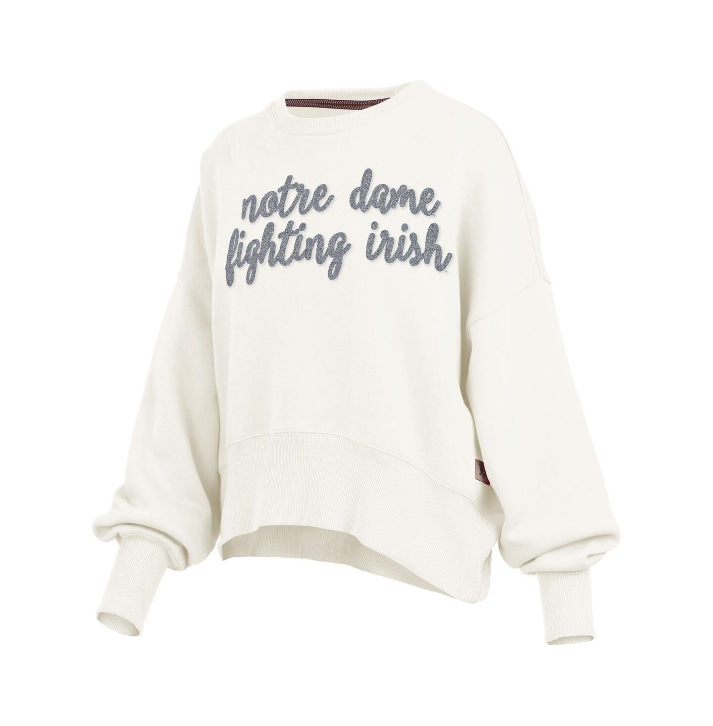 Женский свитшот Pressbox Cream Notre Dame Fighting Irish Oversized Chelsea Waist Length Pullover — фото 2