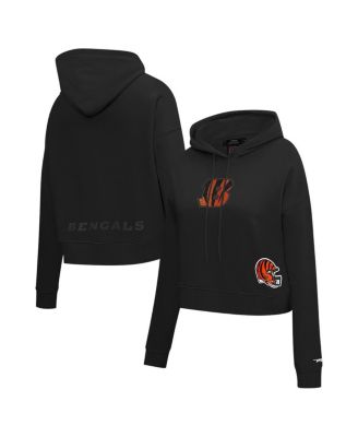 Pro Standard - Women's Black Cincinnati Bengals Jeweled Cropped Pullover Hoodie