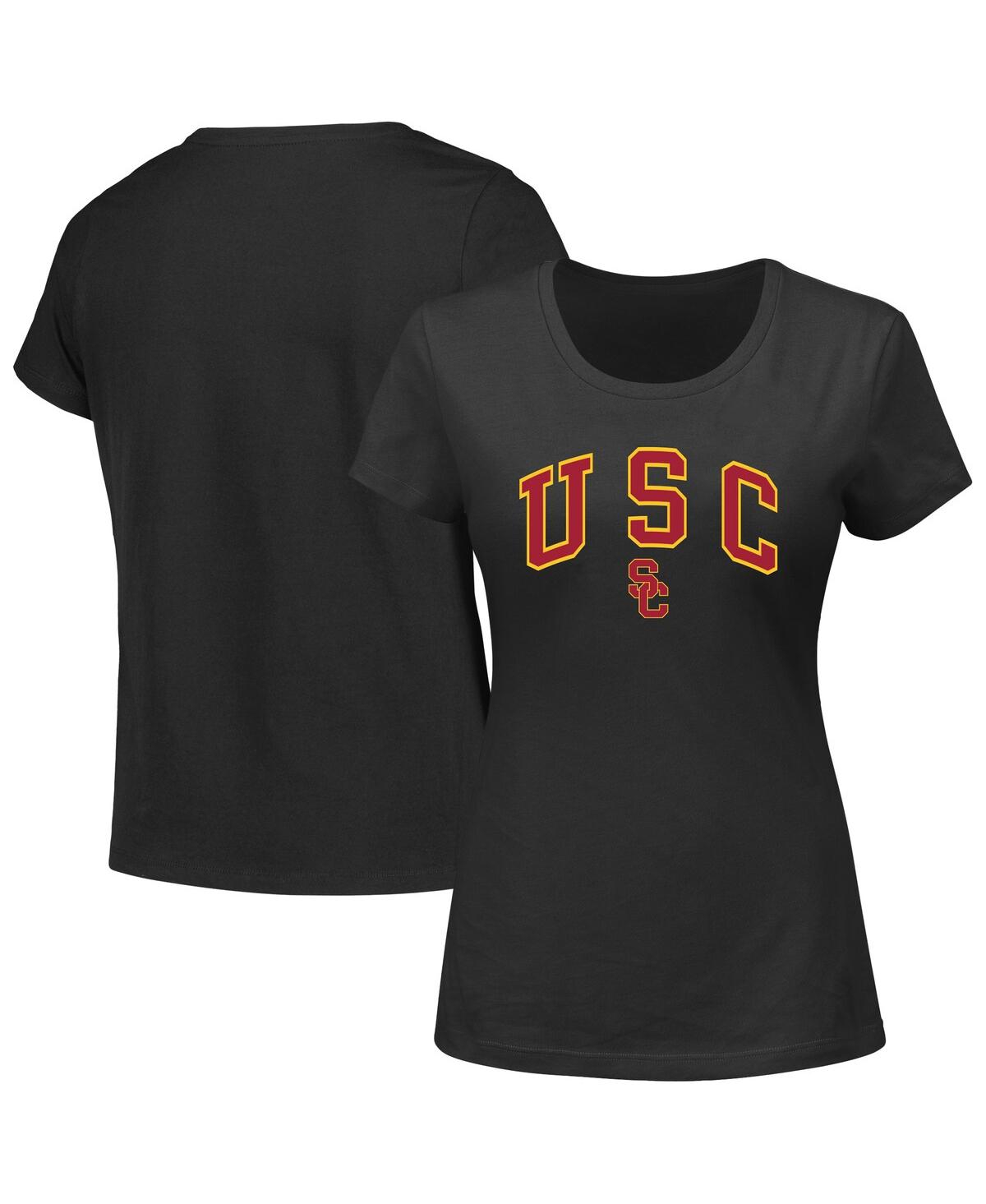 Profile Women's Black Usc Trojans Plus Size Arch Over Logo Scoop Neck T-shirt