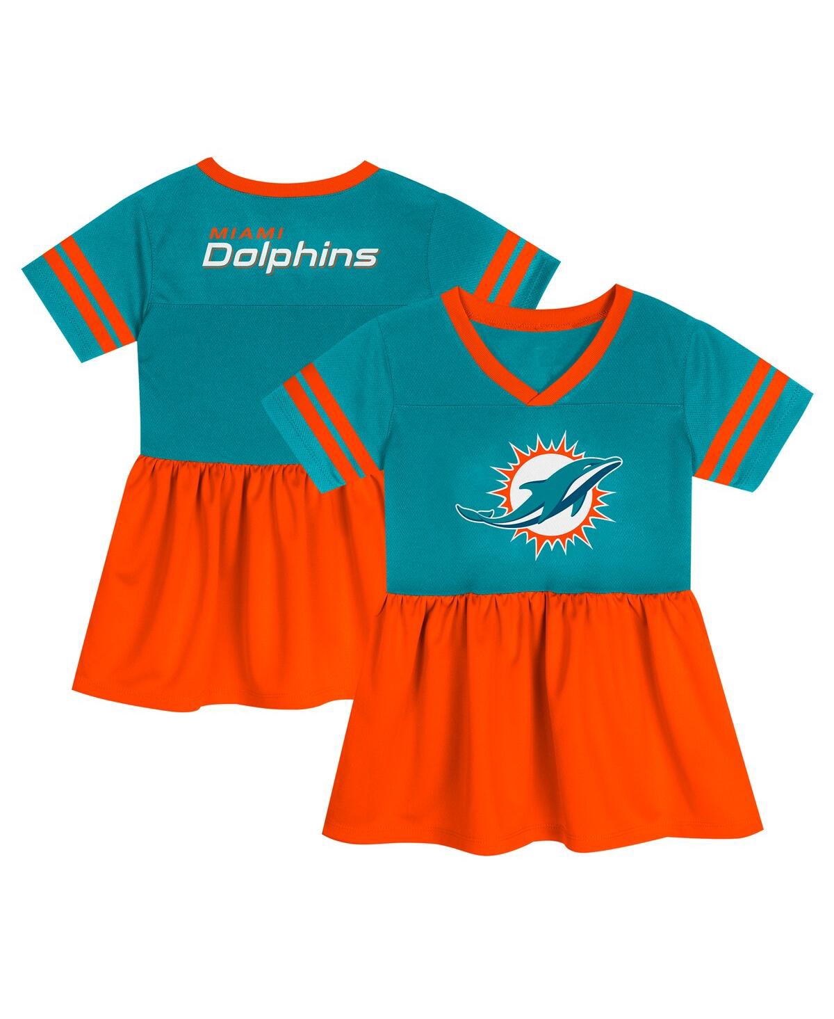 Outerstuff Kids' Girls Preschool Aqua Miami Dolphins Stadium Lights Fashion Jersey Dress In Blue