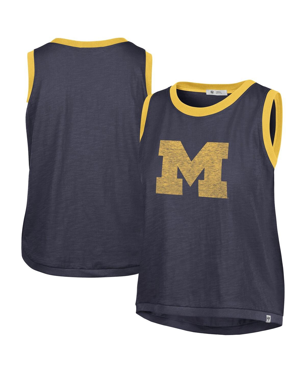 47 Brand Women's Navy Michigan Wolverines Premier Ringer Tank Top In Blue