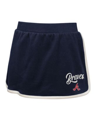 Big Girls Navy Atlanta Braves Base Trainer Johnny Polo Shirt and Skort Set