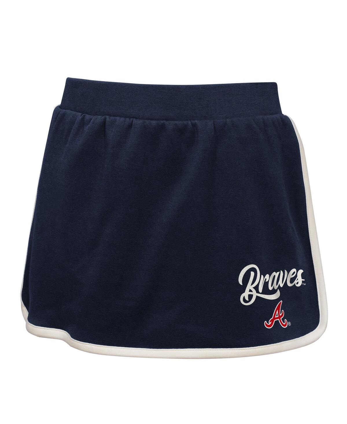 Outerstuff Big Girls Navy Atlanta Braves Base Trainer Johnny Polo Shirt And Skort Set In Blue
