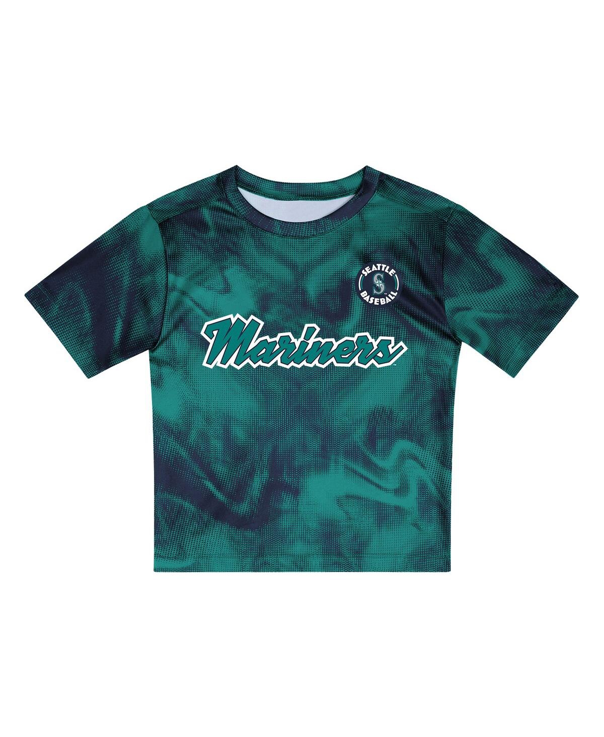 Outerstuff Toddler Teal/navy Seattle Mariners Pinch Hitter Infielder T-shirt And Shorts Set In Green