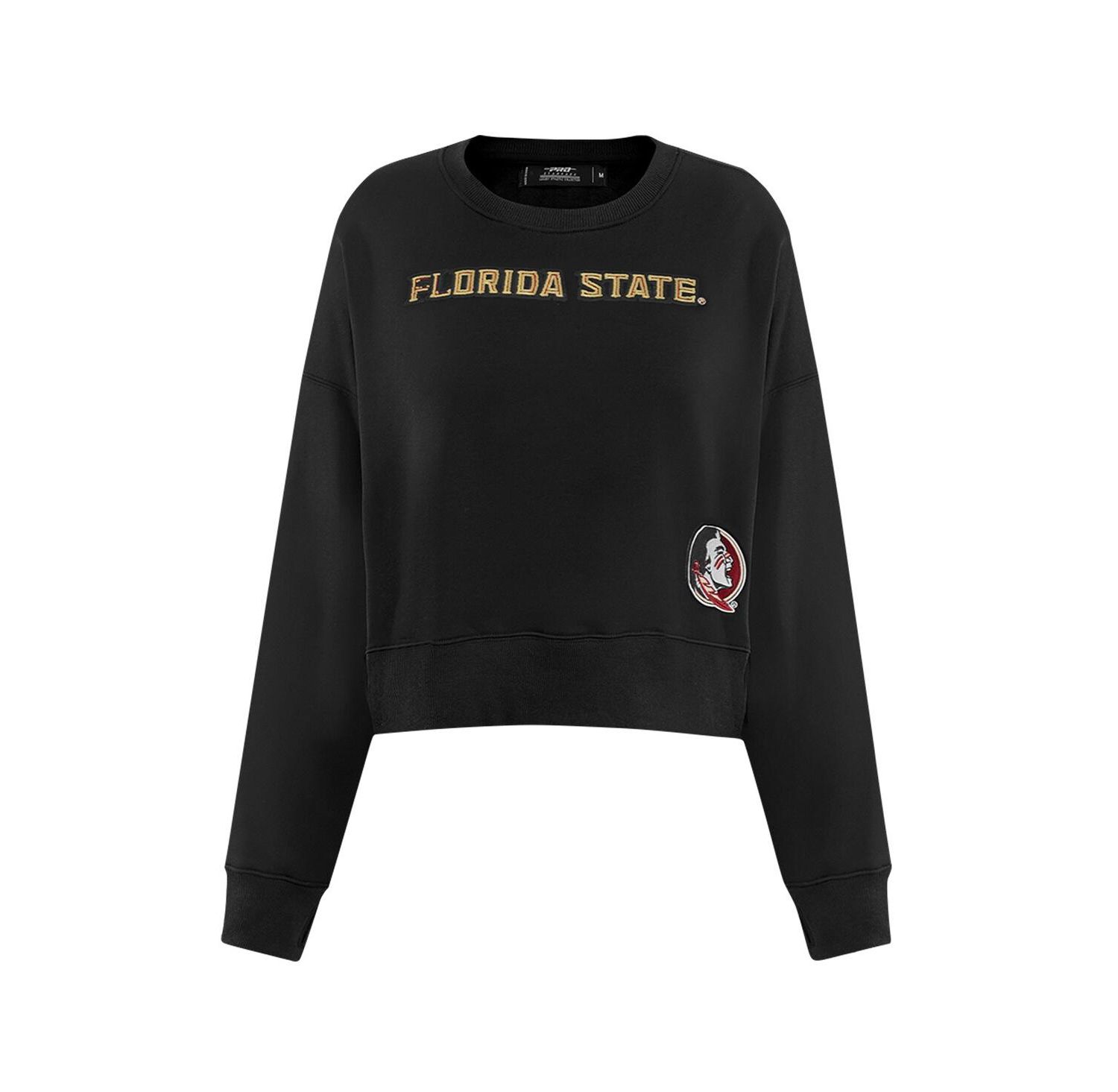 Women's Black Florida State Seminoles Sequin Boxy Cropped Pullover Sweatshirt