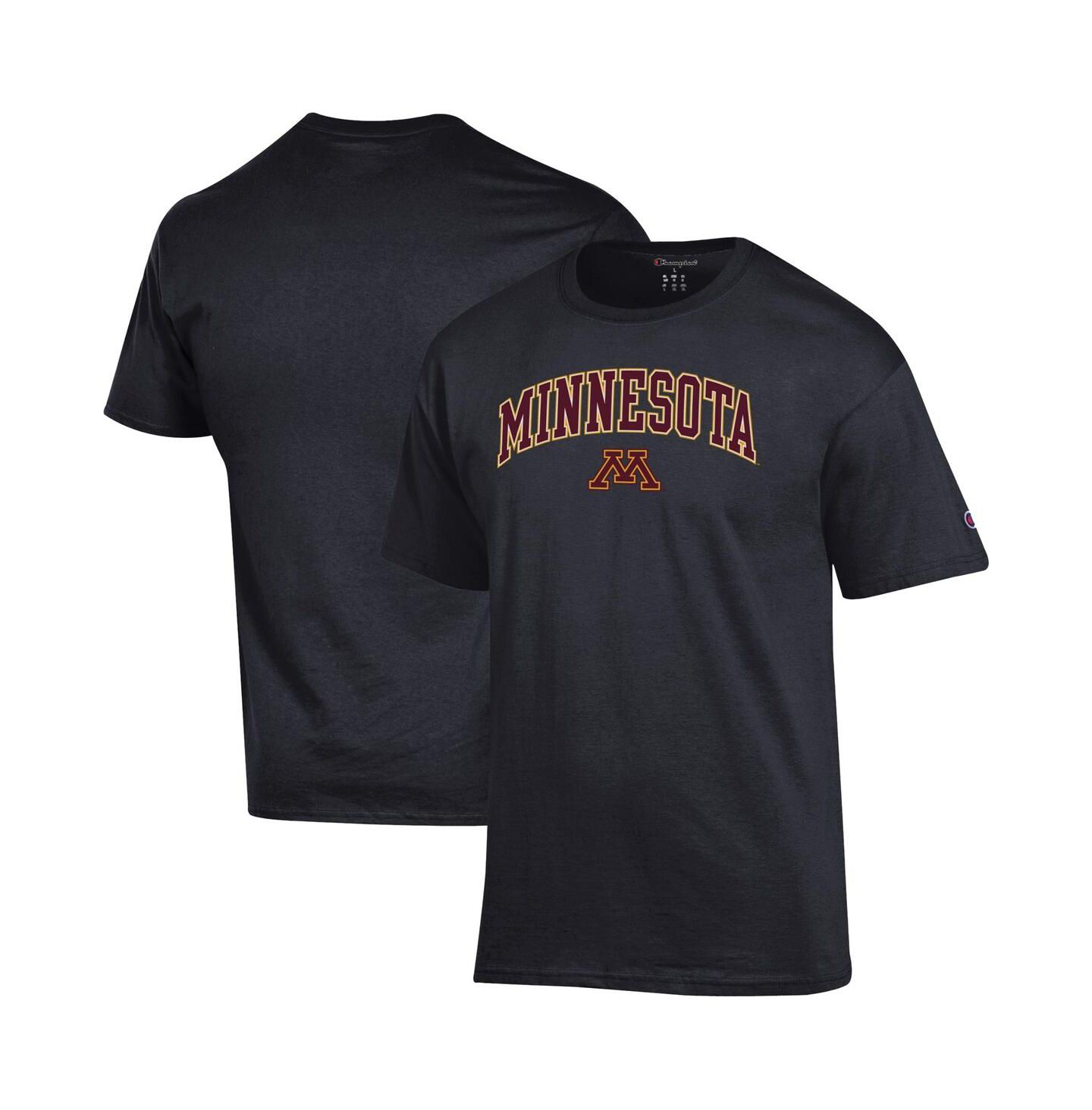 Мужская футболка Champion Maroon Minnesota Golden Gophers Arch Over Logo, цвет: Чёрный — фото 1