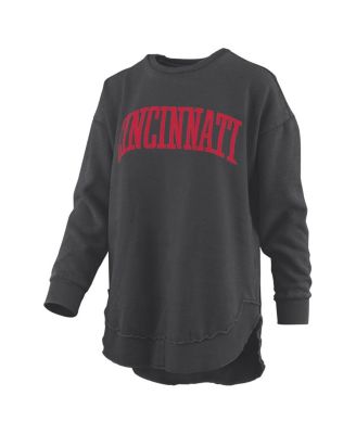 Women's Black Cincinnati Bearcats M&eacute;lange Poncho Vintage Fleece Long Sleeve Pullover Sweatshirt